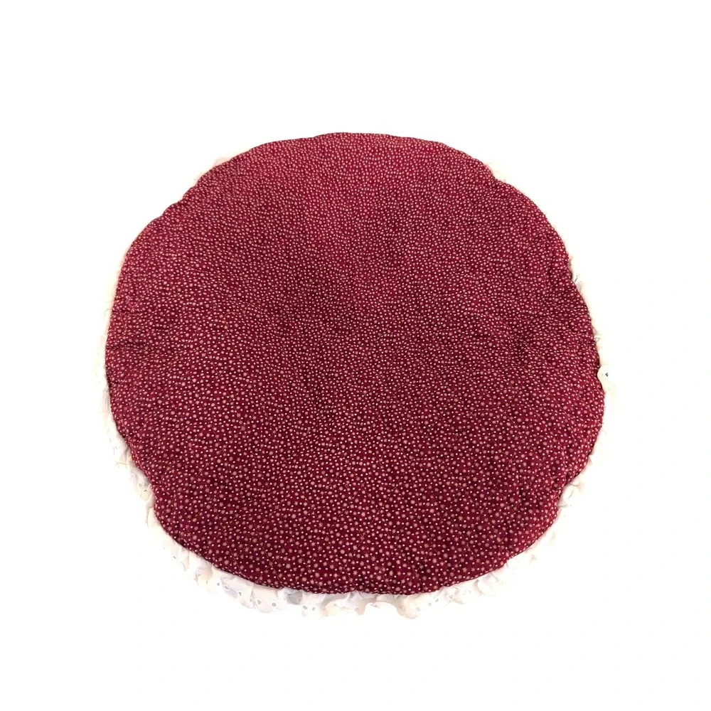 Vintage Hand-made Quilted Pie Pan Holder / Table Pad floral,‎ lace